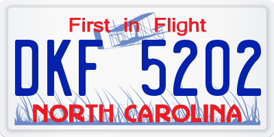 NC license plate DKF5202