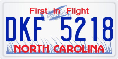 NC license plate DKF5218