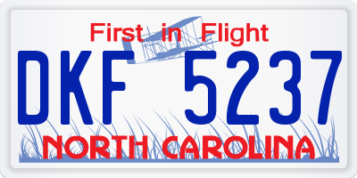 NC license plate DKF5237