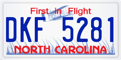 NC license plate DKF5281