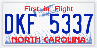 NC license plate DKF5337