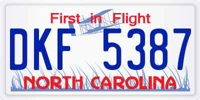 NC license plate DKF5387