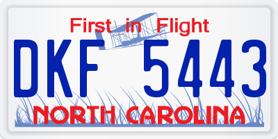 NC license plate DKF5443