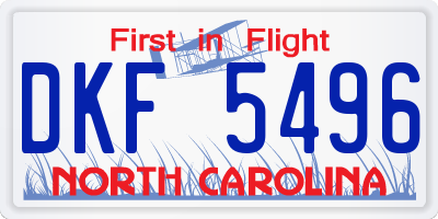 NC license plate DKF5496