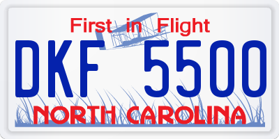 NC license plate DKF5500
