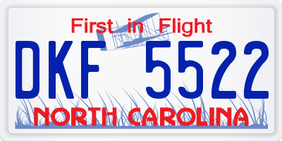 NC license plate DKF5522
