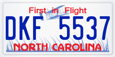 NC license plate DKF5537