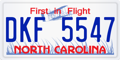 NC license plate DKF5547