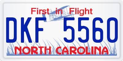 NC license plate DKF5560