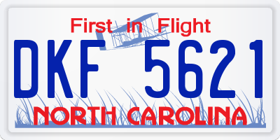 NC license plate DKF5621