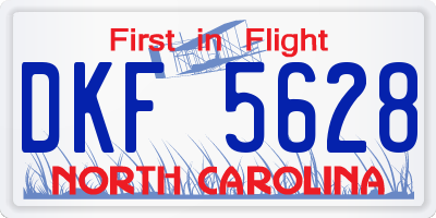 NC license plate DKF5628