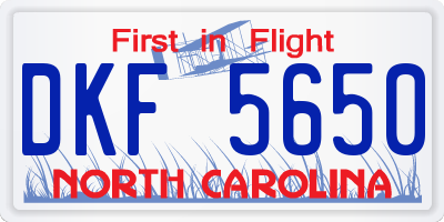 NC license plate DKF5650
