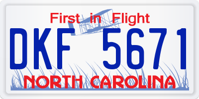 NC license plate DKF5671