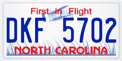 NC license plate DKF5702