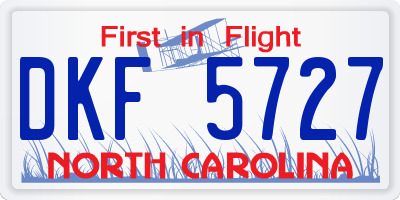 NC license plate DKF5727
