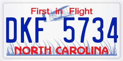 NC license plate DKF5734