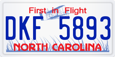 NC license plate DKF5893
