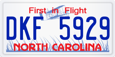 NC license plate DKF5929