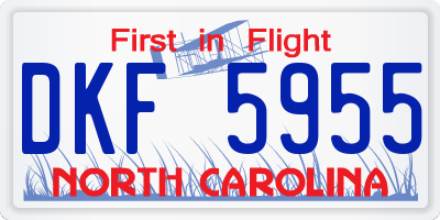 NC license plate DKF5955