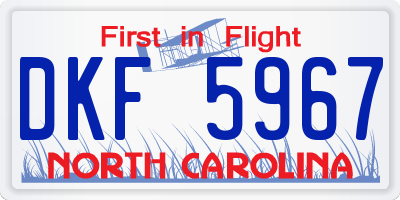 NC license plate DKF5967