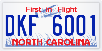 NC license plate DKF6001