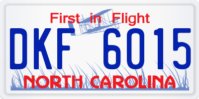 NC license plate DKF6015