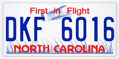 NC license plate DKF6016