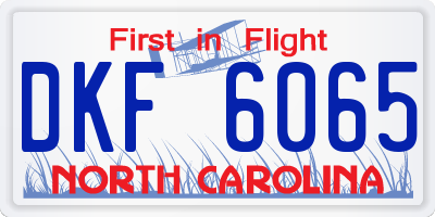 NC license plate DKF6065