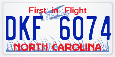 NC license plate DKF6074