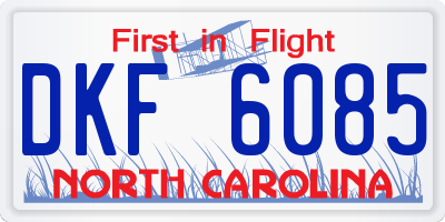 NC license plate DKF6085