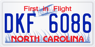 NC license plate DKF6086