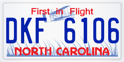 NC license plate DKF6106