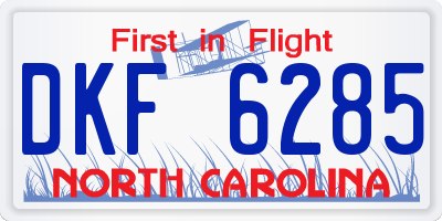 NC license plate DKF6285