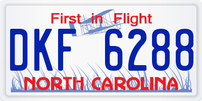 NC license plate DKF6288