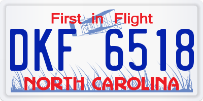 NC license plate DKF6518
