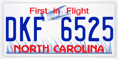 NC license plate DKF6525