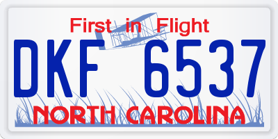 NC license plate DKF6537