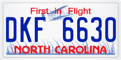 NC license plate DKF6630