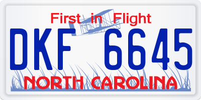 NC license plate DKF6645