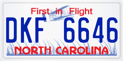 NC license plate DKF6646