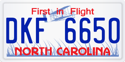 NC license plate DKF6650