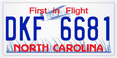 NC license plate DKF6681