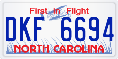 NC license plate DKF6694