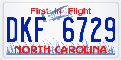 NC license plate DKF6729