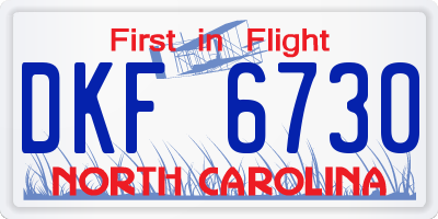 NC license plate DKF6730