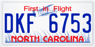 NC license plate DKF6753