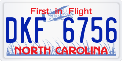 NC license plate DKF6756