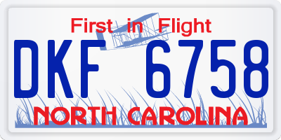 NC license plate DKF6758