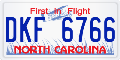 NC license plate DKF6766