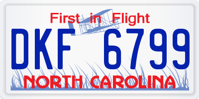 NC license plate DKF6799